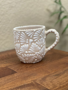 Puebla Talavera Mug - cream and white