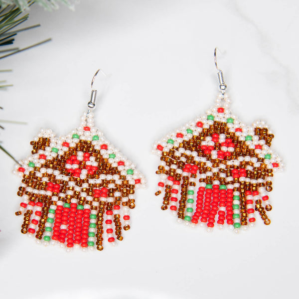 Gingerbread House Fringe Earrings