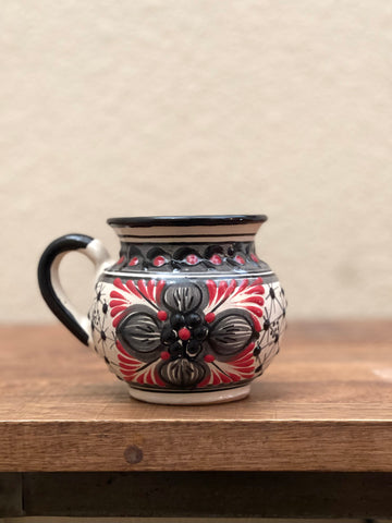 Puebla Talavera Mug red/black/gray on off white