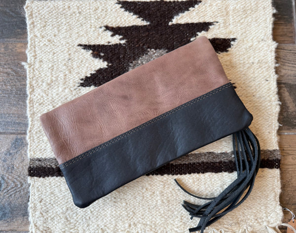 Fold over clutch black and mocha