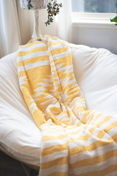 Blanket -Mexican Woven - yellow patterned