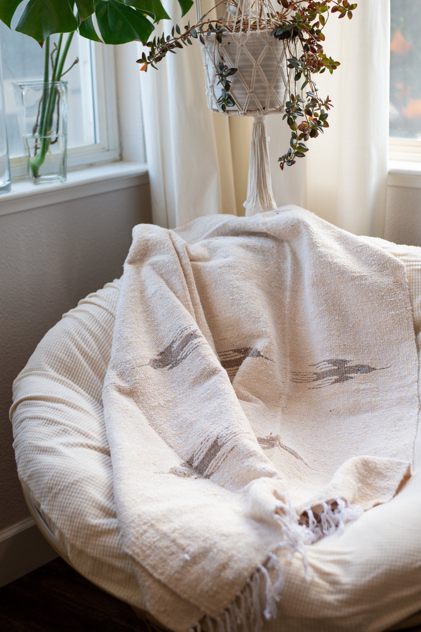 Blanket -Mexican Woven - light cream