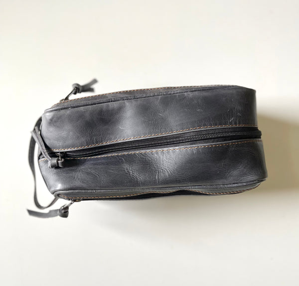 The Miguel - all leather overnight Dopp kit large (Marbled Blue)