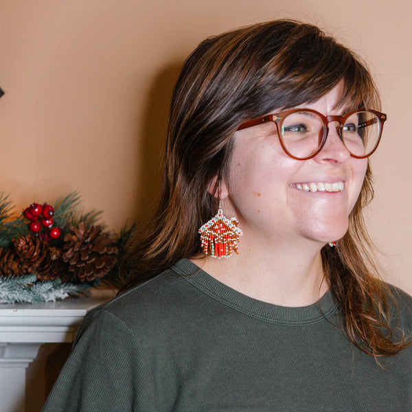 Gingerbread House Fringe Earrings