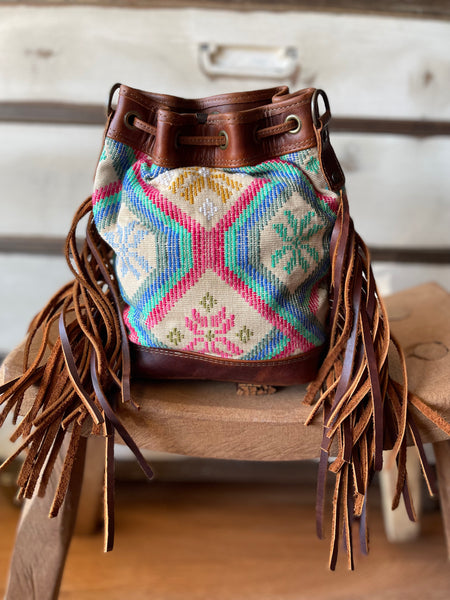MINI huipil & fringe Bucket Bag 803