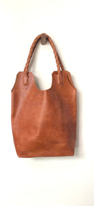 Hobo all leather tote- extra dark tan