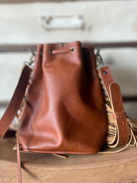 Leather Fringe Bucket Bag